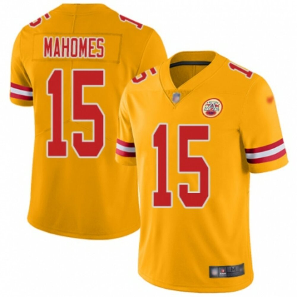 PATRICK MAHOMES 15 - KANSAS CITY CHIEFS YELLOW STITCHED FOOTBALL JERSEY